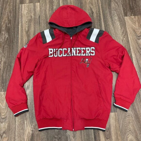 Tampa Bay Buccaneers Reversible Jacket Men's Medium Red Hooded NFL Embroidered - Picture 1 of 11